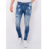 Local Fanatic Ripped Stonewashed Jeans Herr Slim Fit -1073 - Bla