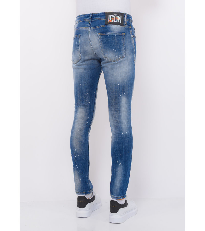 Local Fanatic Ripped Stonewashed Jeans Herr Slim Fit -1073 - Bla