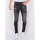 Stonewashed Ripped Män Jeans Slim Fit -1085 -Svart