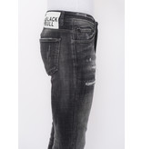 Local Fanatic Stonewashed Ripped Män Jeans Slim Fit -1085 -Svart