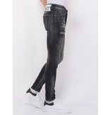 Local Fanatic Stonewashed Ripped Män Jeans Slim Fit -1085 -Svart