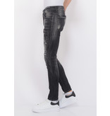 Local Fanatic Stonewashed Ripped Män Jeans Slim Fit -1085 -Svart