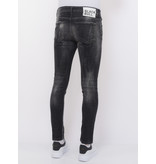 Local Fanatic Stonewashed Ripped Män Jeans Slim Fit -1085 -Svart