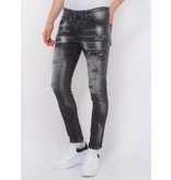 Local Fanatic Distressed Jeans Stonewash Herr Slim Fit -1087 - Svart