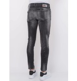 Local Fanatic Distressed Jeans Stonewash Herr Slim Fit -1087 - Svart