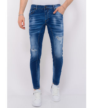 Local Fanatic Distressed Ripped Jeans Herr Slim Fit -1082 - Bla