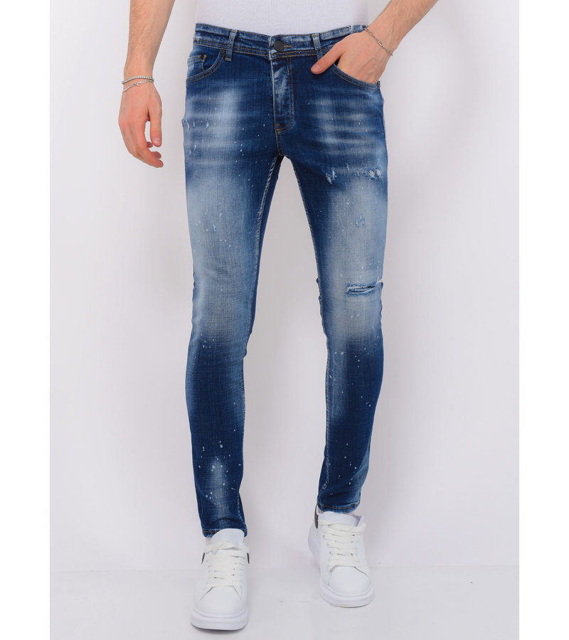 Local Fanatic Blue Stone Washed Jeans Herr Slim Fit -1076 - Bla