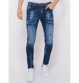 Local Fanatic Paint Splatter Ripped Jeans Herr Slim Fit -1075 - Bla