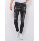 Local Fanatic Paint Splatter Destroy Jeans Herr Slim Fit -1084 - Svart