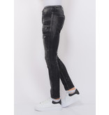 Local Fanatic Paint Splatter Destroy Jeans Herr Slim Fit -1084 - Svart