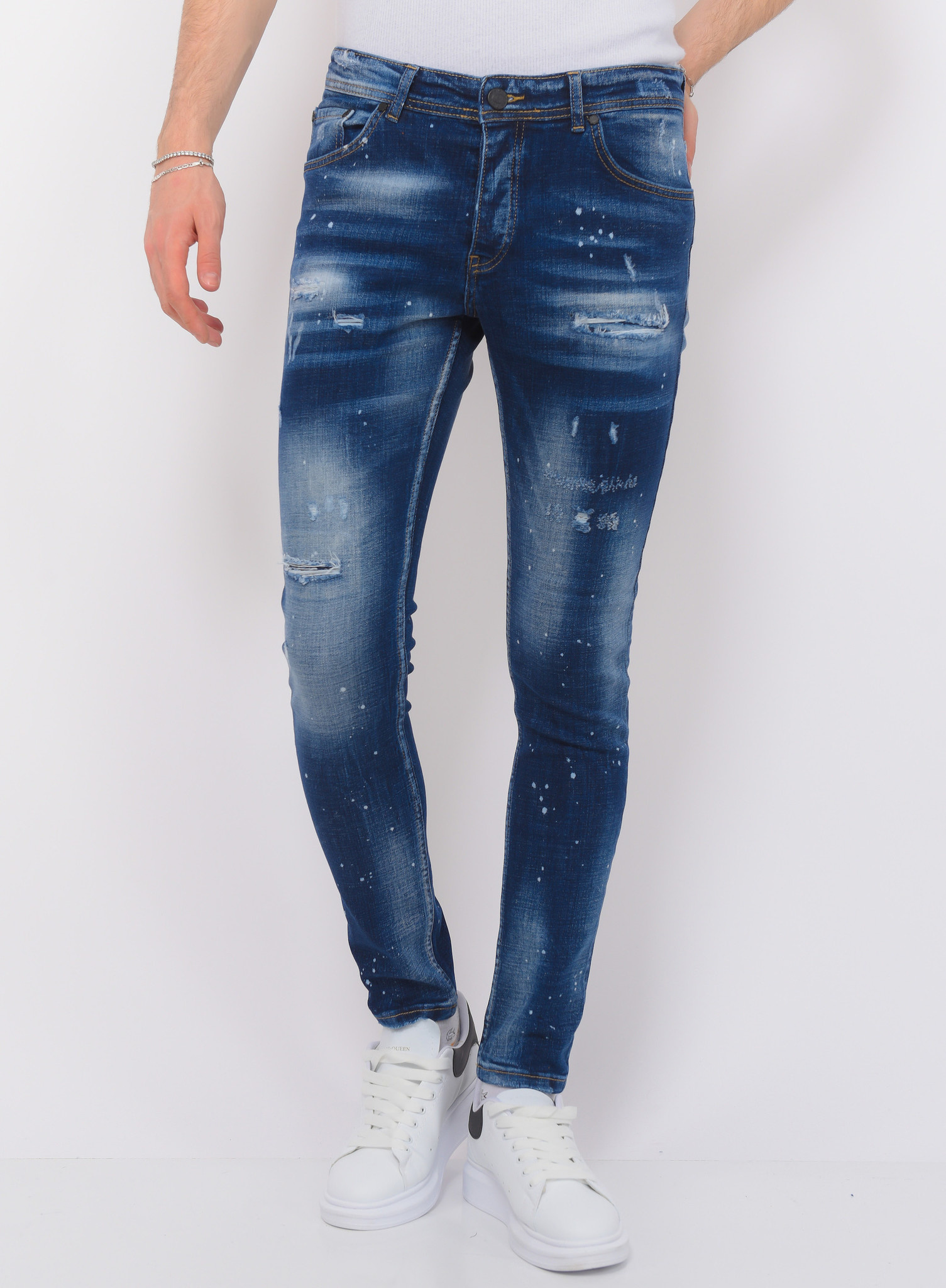 Designer Jeans With Paint Splatter Herr Slim Fit Styleitaly