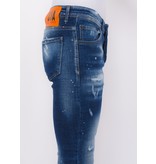 Local Fanatic Designer Jeans With Paint Splatter Herr Slim Fit -1072 - Bla