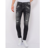 Local Fanatic Destroyed Jeans  with Paint Splatter Herr Slim Fit - 1086 - Svart