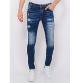 Local Fanatic  Stretch Denim with Paint Splash Herr Slim Fit -1074- Bla