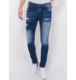 Local Fanatic  Stretch Denim with Paint Splash Herr Slim Fit -1074- Bla