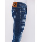 Local Fanatic  Stretch Denim with Paint Splash Herr Slim Fit -1074- Bla Local Fanatic  Stretch Denim with Paint Splash Herr Slim Fit -1074- Bla