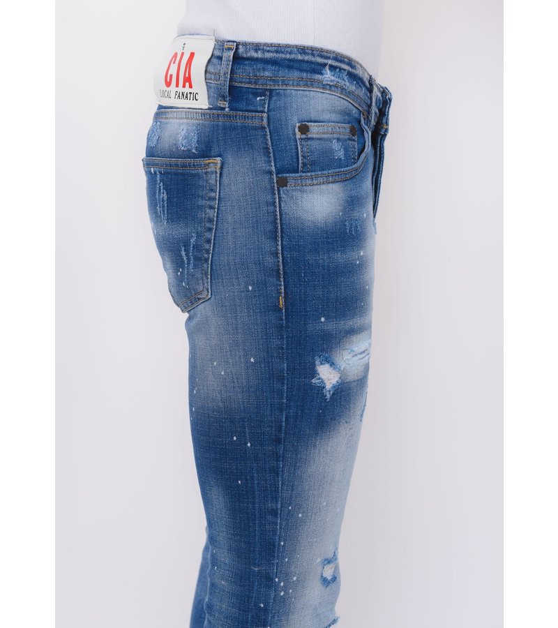 Local Fanatic Blue Ripped Stretch Herr Jeans Slim Fit - 1080