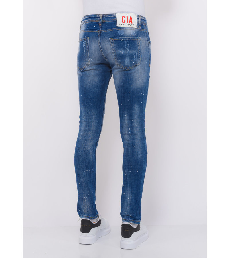 Local Fanatic Blue Ripped Stretch Herr Jeans Slim Fit - 1080