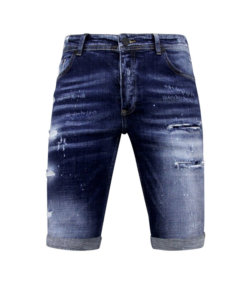 Local Fanatic Stretch Short med Paint Splash Herr  Slim Fit -1074- Blå