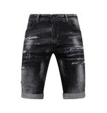 Local Fanatic Paint Splatter Destroy Shorts Stonewash Herr Slim Fit -1084- Svart