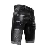 Local Fanatic Paint Splatter Destroy Shorts Stonewash Herr Slim Fit -1084- Svart