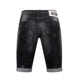 Local Fanatic Paint Splatter Destroy Shorts Stonewash Herr Slim Fit -1084- Svart