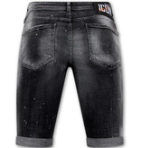 Local Fanatic Distressed Short Stonewash Men  Slim Fit -1087- Svart