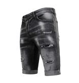 Local Fanatic Distressed Short Stonewash Men  Slim Fit -1087- Svart