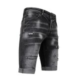 Local Fanatic Distressed Short Stonewash Men  Slim Fit -1087- Svart