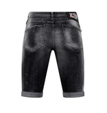 Local Fanatic Distressed Short Stonewash Men  Slim Fit -1087- Svart