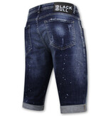 Local Fanatic Män Paint Splatter Stonewashed Short - Slim Fit -1077- Blå Local Fanatic Män Paint Splatter Stonewashed Short - Slim Fit -1077- Blå