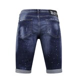 Local Fanatic Män Paint Splatter Stonewashed Short - Slim Fit -1077- Blå