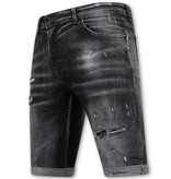 Local Fanatic Stonewashed Ripped Men's Short - Slim Fit -1085- Svart Local Fanatic Stonewashed Ripped Men's Short - Slim Fit -1085- Svart