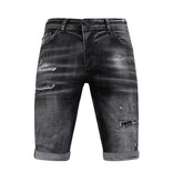 Local Fanatic Stonewashed Ripped Men's Short - Slim Fit -1085- Svart