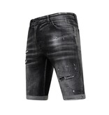 Local Fanatic Stonewashed Ripped Men's Short - Slim Fit -1085- Svart