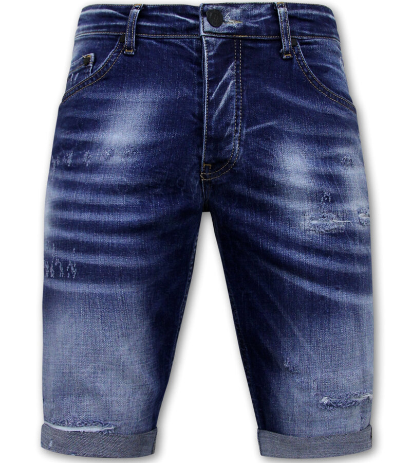 Local Fanatic Blue Ripped Shorts Herr  Slim Fit -1081- Blå