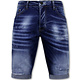 Blue Ripped Shorts Herr Slim Fit -1081- Blå