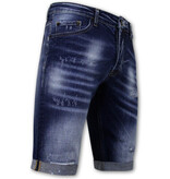 Local Fanatic Blue Ripped Shorts Herr  Slim Fit -1081- Blå