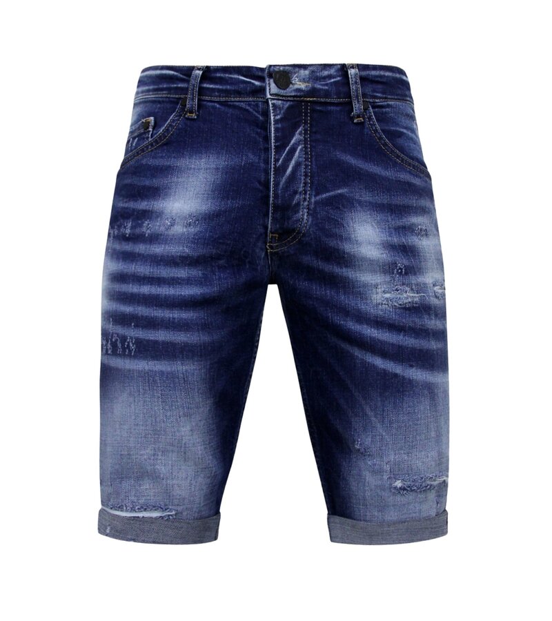 Local Fanatic Blue Ripped Shorts Herr  Slim Fit -1081- Blå