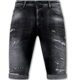 Local Fanatic Destroyed Shorts med Paint Splatter Herr Slim Fit -1086- Svart Local Fanatic Destroyed Shorts med Paint Splatter Herr Slim Fit -1086- Svart