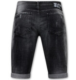 Local Fanatic Destroyed Shorts med Paint Splatter Herr Slim Fit -1086- Svart