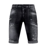 Local Fanatic Destroyed Shorts med Paint Splatter Herr Slim Fit -1086- Svart