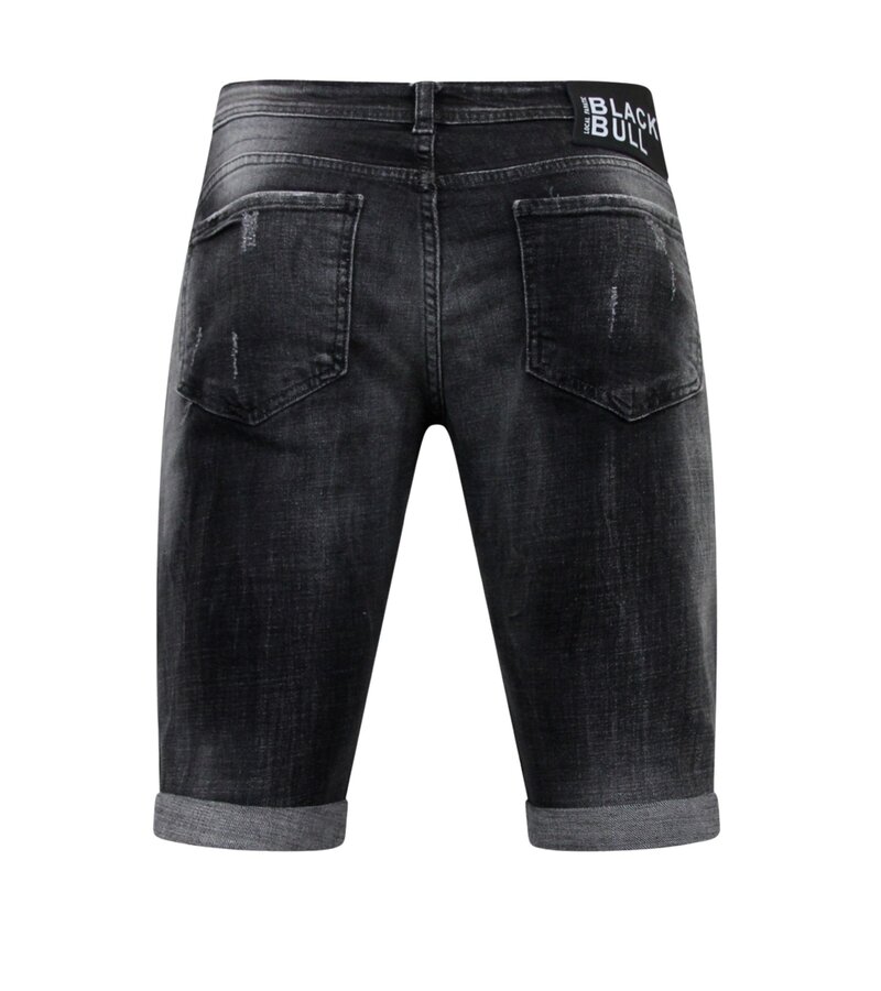 Local Fanatic Destroyed Shorts med Paint Splatter Herr Slim Fit -1086- Svart