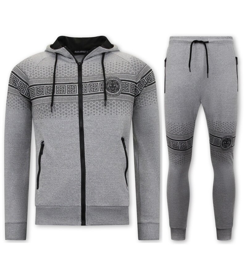 TopStar Slim Fit Joggingsuit Herr Design Svart - Grå