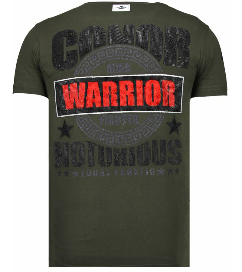 Local Fanatic Conor Notorious Warrior - Rhinestone T-shirt - Khaki