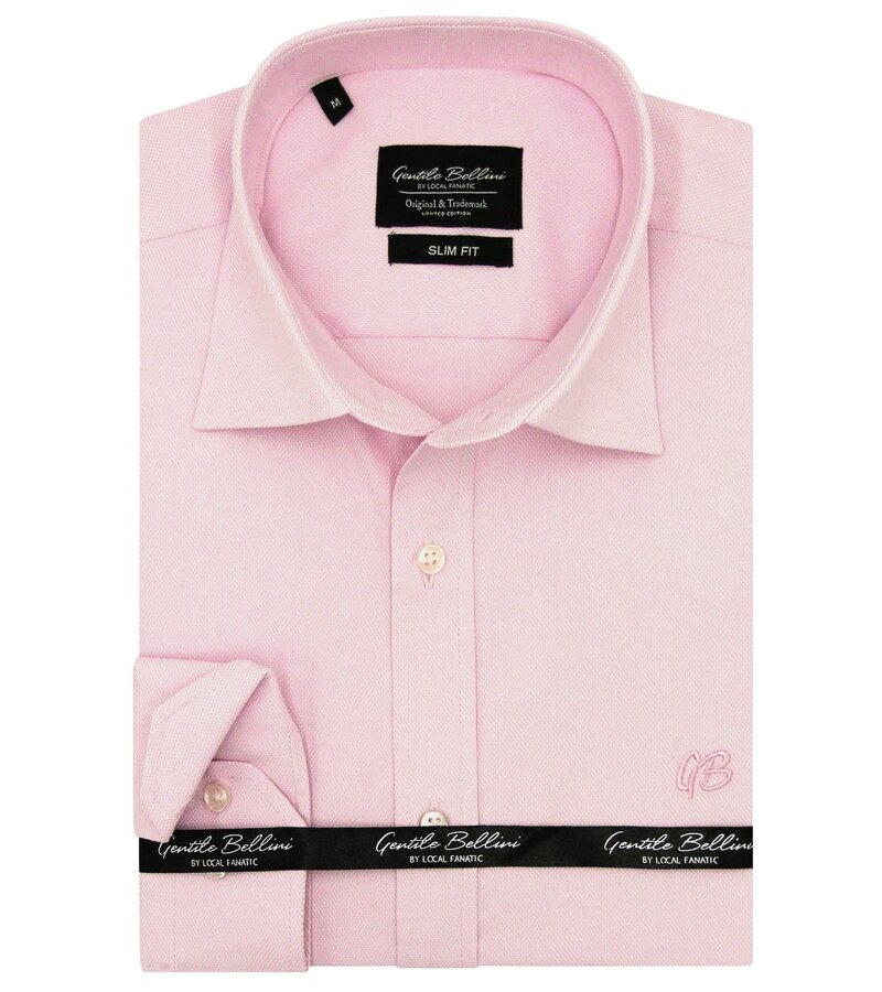 Gentile Bellini Enfärgade Oxford skjorta för män - Slim Fit - 3029 - Rosa