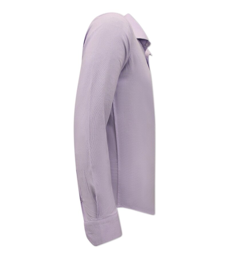 Gentile Bellini Herr Enfärgade Oxford Skjortor  - 3128 - Lila