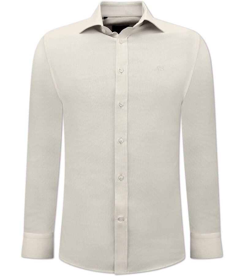 Gentile Bellini Snygga Enfärgade Skjortor För Herr - 3131 - Beige