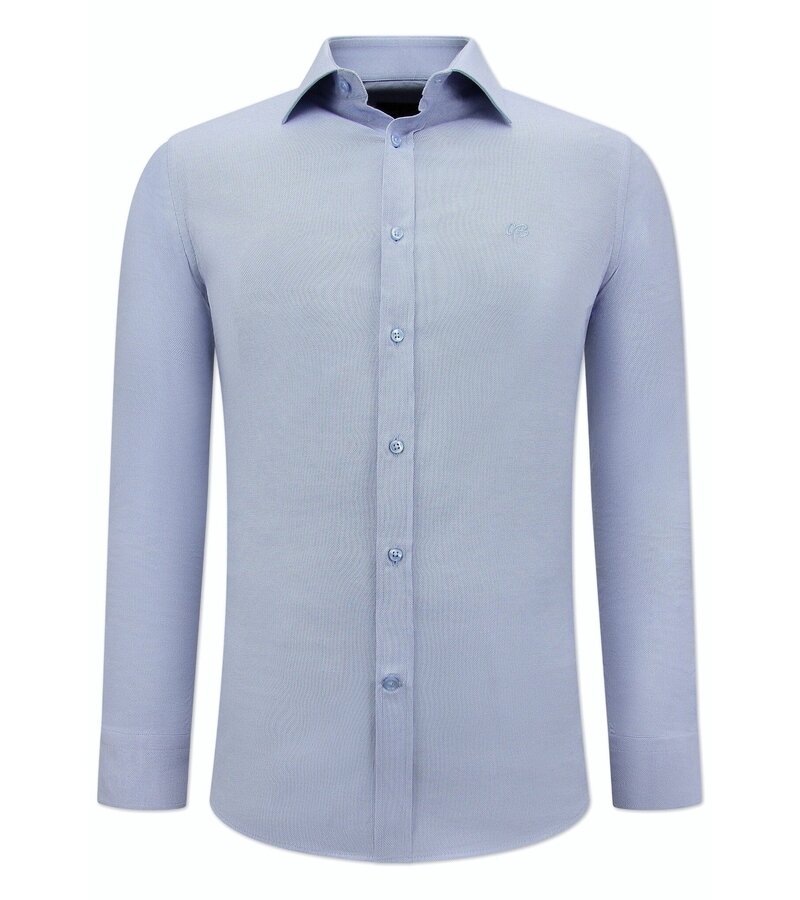 Gentile Bellini Business Enfärgade Oxford Skjorta för Män -3127- Blå