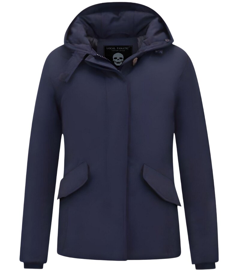 TheBrand Kort Parkas Dam med Huva Blå